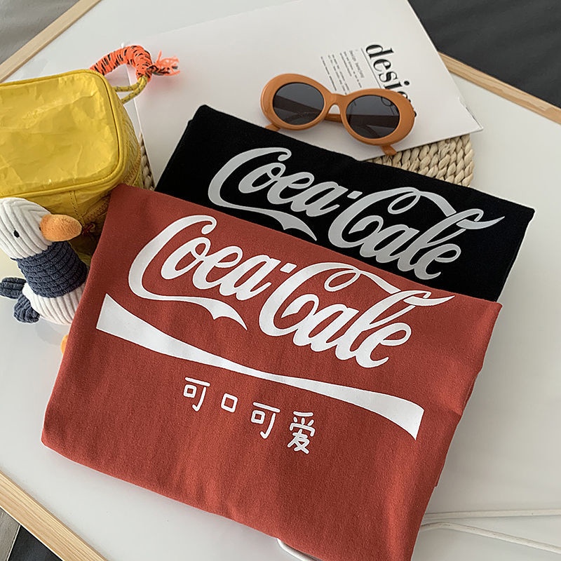 ลายน่ารัก-40-100kg-pure-cotton-pepsi-pattern-coca-cola-letter-printed-plus-size-cotton-tee-womens-100-cotton-overs