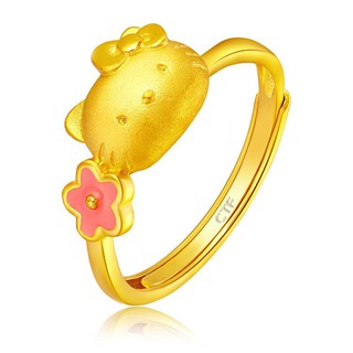KT การ์ตูนแมวเปิดแหวนชุบเครื่องประดับทอง 3D แฟชั่นทรายทองแหวนยูโรหญิง de2-4655