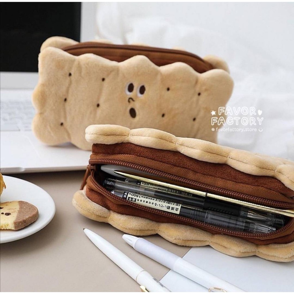 favorfac-พร้อมส่ง-กระเป๋าดินสอ-เครื่องเขียน-ขนมปังบิสกิต-ส่งจากไทย-ของจริงน่ารักมาก