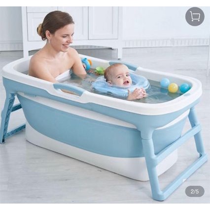 อ่างอาบน้ำพับได้-อ่างแช่น้ำสำหรับผู้ใหญ่-ถังอาบน้ำพร้อมฝาปิด-อ่างอาบน้ำพลาสติก-112x63x55-cm-foldable-bathtub