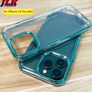 [FOMIOK] Luxury Plating Transparent Shockproof Silicone Case for iPhone 14 13 12 Pro Max 13Mini 12Mini Clear Hard Acrylic Cover