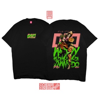 เสื้อยืด พิมพ์ลายการ์ตูนอนิเมะ DJA Kaos DIO BRANDO MUDA MUDA WRYYY JOJO ZA WARUDO สไตล์ญี่ปุ่น