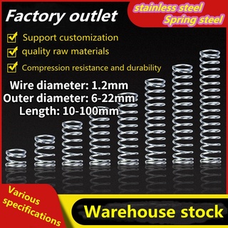【AZY】สปริงบีบอัด สเตนเลส SUS304 เส้นผ่าศูนย์กลาง 1.2 มม. ยาว 10-100 มม. เส้นผ่าศูนย์กลางนอก 20 มม.~25 มม. 5 ชิ้น