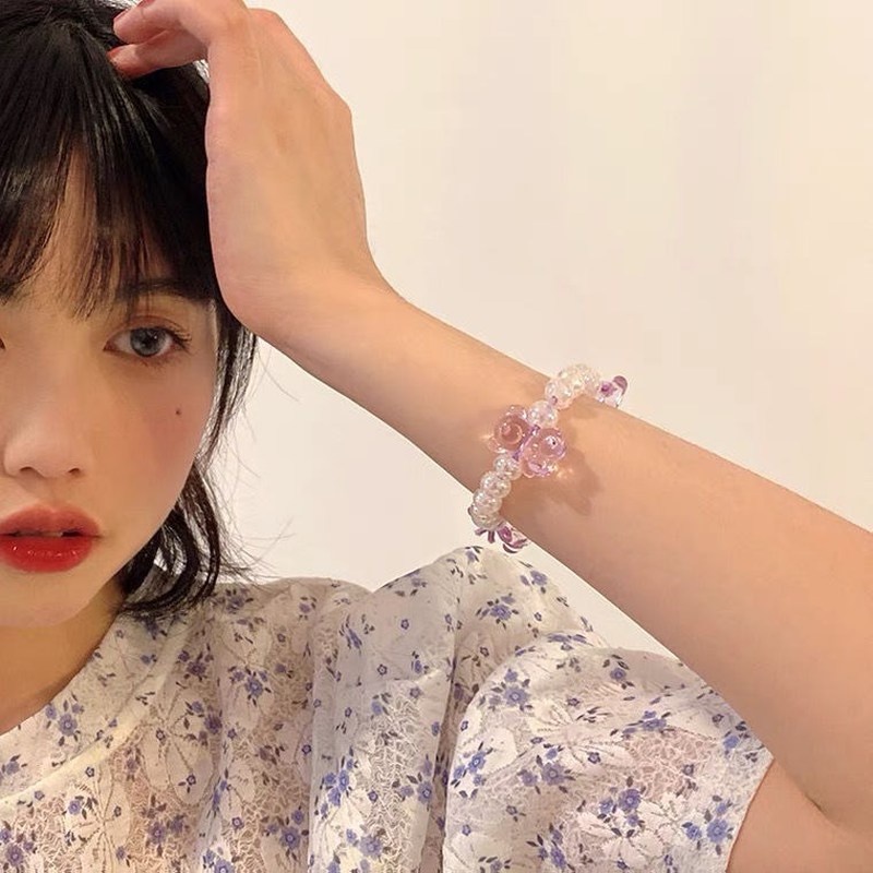 เกาหลี-อินเทรนด์-น่ารัก-หมี-คริสตัล-ลูกปัด-สร้อยข้อมือ-ins-ลูกปัด-จี้-ยืดหยุ่นสูง-เชือกผม-ผู้หญิง-ของขวัญ-เครื่องประดับ