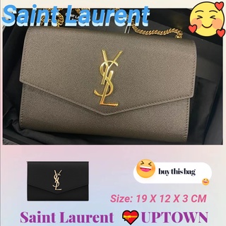 แซงต์โลรองต์  Saint Laurent  ysl  💝UPTOWN กระเป๋าสตางค์หนังลายนูนลายนูน/กระเป๋าสตรี/กระเป๋าสะพายข้าง/กระเป๋าสะพายไหล่/กร