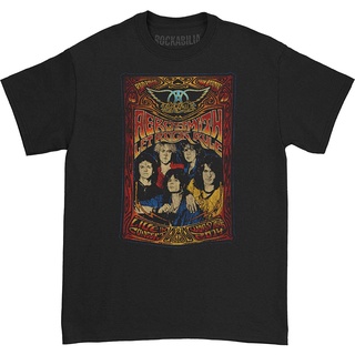 เสื้อยืดผ้าฝ้ายCOTTON aerosmith เสื้อยืดผู้ชาย let rock rule สีดำ plus size classic sportwear ของขวัญวันเกิดS-5XL