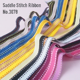 ภาพหน้าปกสินค้าMOMOTARA No. 3078 (ชุดที่ 2) ริบบิ้น ริบบิ้น Ribbon  ลายไข่ปลา Saddle Stitch Ribbon ขนาด 1 CM ยาว 36 หลา ที่เกี่ยวข้อง
