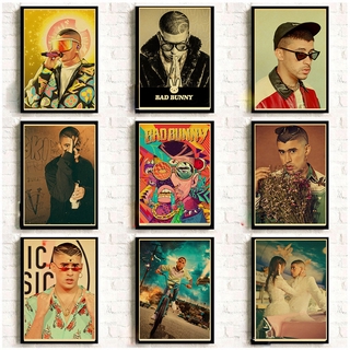 สติ๊กเกอร์โปสเตอร์ Musician Bad Bunny Portraits สําหรับติดตกแต่งผนังบ้าน