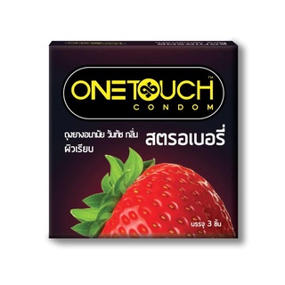 One Touch Strawberry ถุงยางอนามัยวันทัช กลิ่นสตรอเบอรี่ ผิวเรียบ 3Pcs.