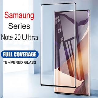 ไม่มีรูพรุน ฟิล์มกระจก Samsung Galaxy Note 20 10 9 S20 Ultra S10 S9 S8 Plus Glass ฟิล์ม เต็มจอ ขอบโค้ง ไม่ดันเคส