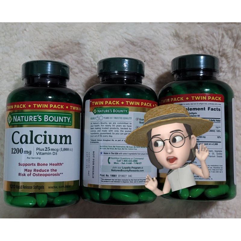 ลดสุดๆ!NATURE'S BOUNTY Calcium 1200 mg plus Vitamin D3 (120 softgels) expire 01/23 แท้ใหม่จาก