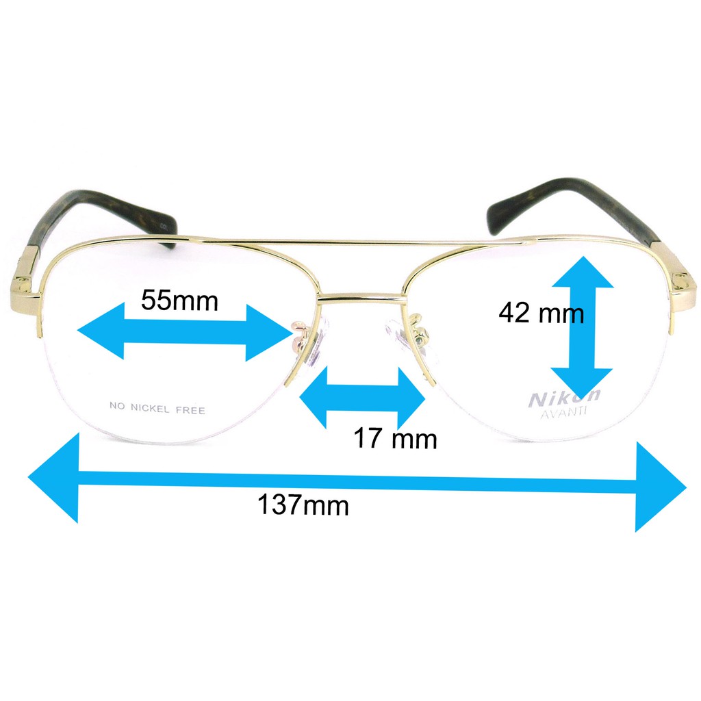 nikon-แว่นตารุ่น-1360-c-1-สีทอง-กรอบเซาะร่อง-ขาสปริง-วัสดุ-สแตนเลส-สตีล-สำหรับตัดเลนส์-สวมใส่สบาย-น้ำหนักเบา