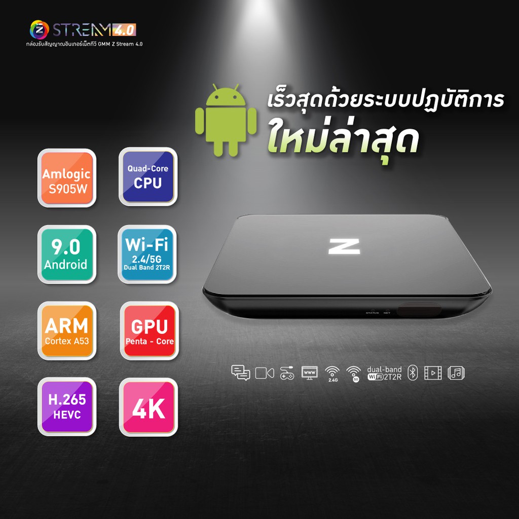 GMM Z STREAM 4.0 กล่องแอนดรอยด์ (ใช้กับอินเทอร์เน็ตเท่านั้น ...