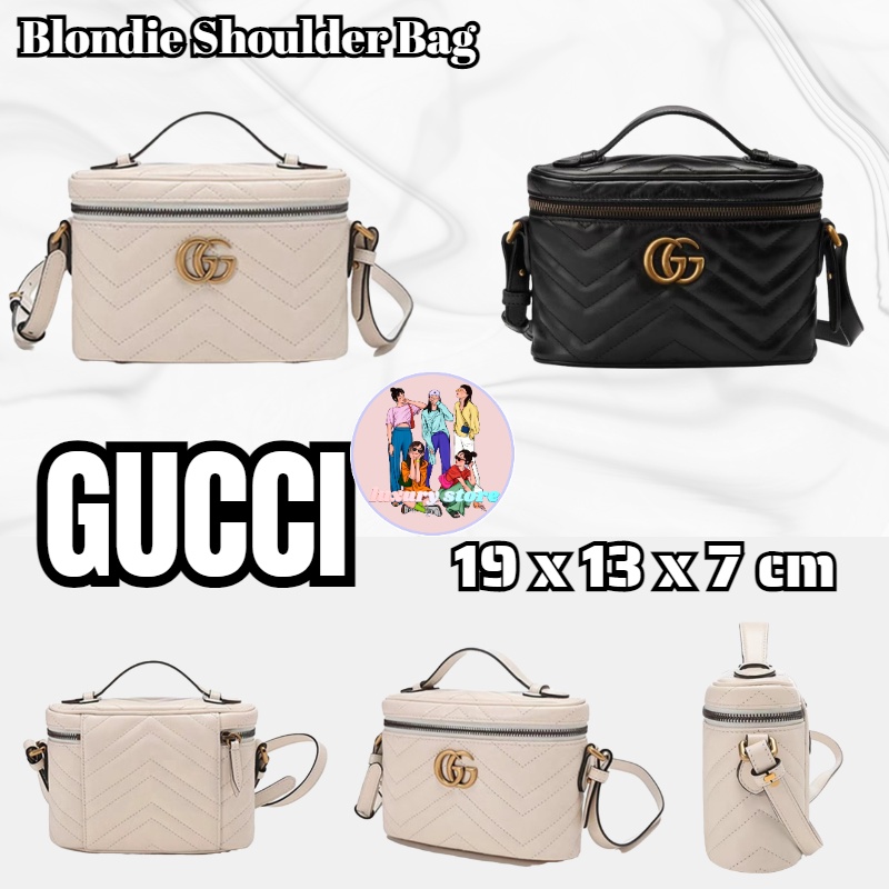 gucci-gg-marmont-series-กระเป๋าเครื่องสำอางขนาดกลาง-กระเป๋าโซ่-กระเป๋าสะพายข้าง-เดินทางทุกวัน