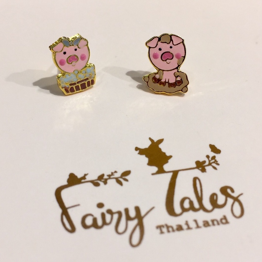 fairy-tales-wonderland-earrings-ต่างหูรูปสัตว์-แฟชั่น-ต่างหูหมู-หมูอาบน้ำ-น่ารัก-ไซส์มินิ