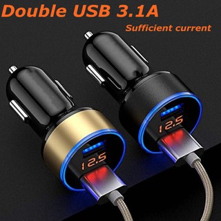 อะแดปเตอร์ชาร์จแบบพกพา Dual USB LED สำหรับรถยนต์ R 46