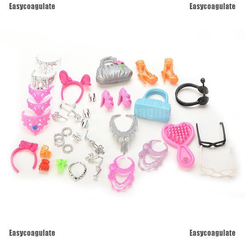 EasyCoagulate Doll Accessories Bags Necklace Combs Shoes Earings for Barbie Doll Kids Gift