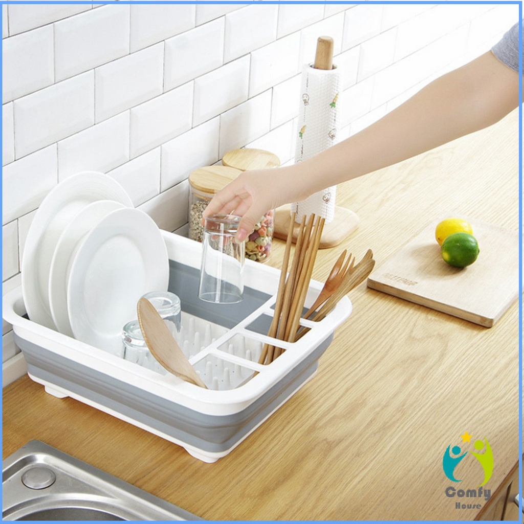 comfy-ถาดคว่ำจาน-ชาม-แบบพับเก็บได้-ใช้งานสะดวก-ที่คว่ำจานอเนกประสงค์-folding-dish-rack