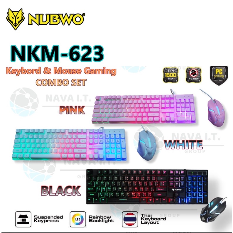 ภาพหน้าปกสินค้าNUBWO INFAREZ NKM-623 ชุดมีไฟเกมส์มิ่ง คีย์บอร์ด+ เม้าส์ Keyboard AND Mouse(มี3สีพร้อมส่ง) จากร้าน kaidee_online บน Shopee