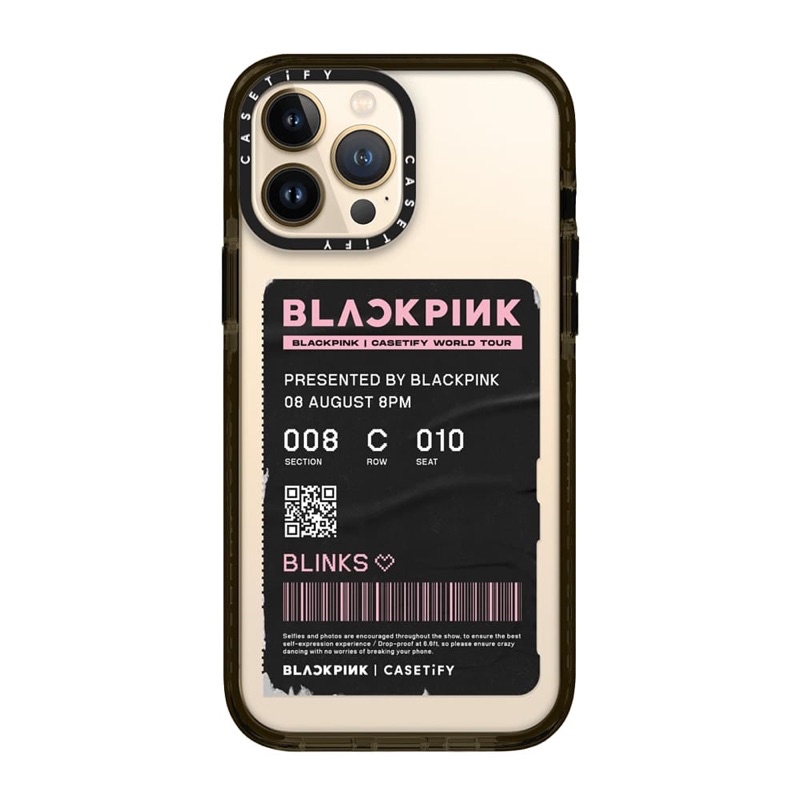 พร้อมส่ง-12promax-13promax-casetify-blackpink-blinks-ticket-case-สีเคสใสขอบดำ