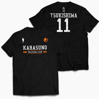 คอลูกเรือเสื้อยืดคอกลมเสื้อยืดคอกลมแขนสั้นพิมพ์ลาย Haikyuu Karno Hinata Tsukishima Kageyama สําหรับผู้ชายผ้าฝ้ายแท้