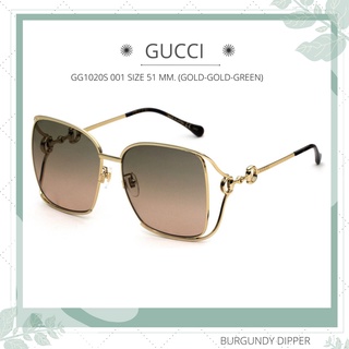 แว่นกันแดด GUCCI : GG1020S 001 SIZE 51 MM. (GOLD-GOLD-GREEN)