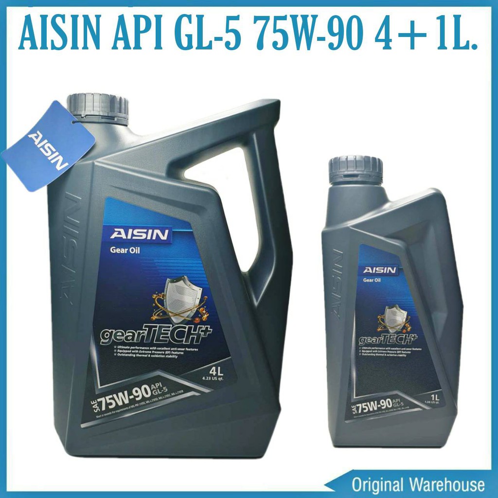 ภาพหน้าปกสินค้าน้ำมันเกียร์ AISIN 75W-90 5ลิตร ไอซิน GEAR OIL 75W-90 น้ำมันเกียร์ธรรมดาและเฟืองท้าย 4+1 ลิตร จากร้าน warehouseoriginal บน Shopee