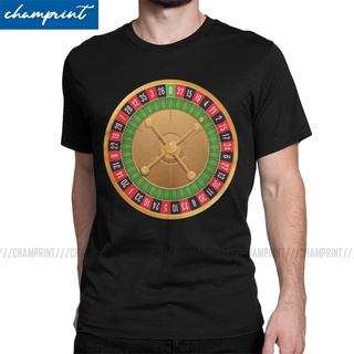 เสื้อยืดคอกลม ผ้าฝ้าย 100% พิมพ์ลาย Roulette Wheel Casino Gambling Game สไตล์รัสเซีย สําหรับผู้ชาย