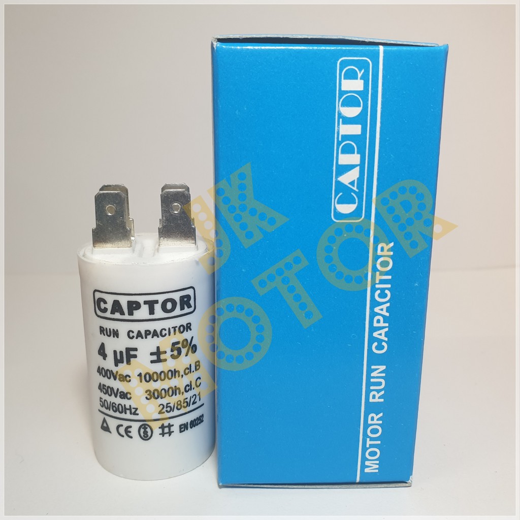 คาปาซิเตอร์รัน Run Capacitor CAPTOR ขนาด 3uF 4uF 5uF 6.3uF 8uF 10uF ...