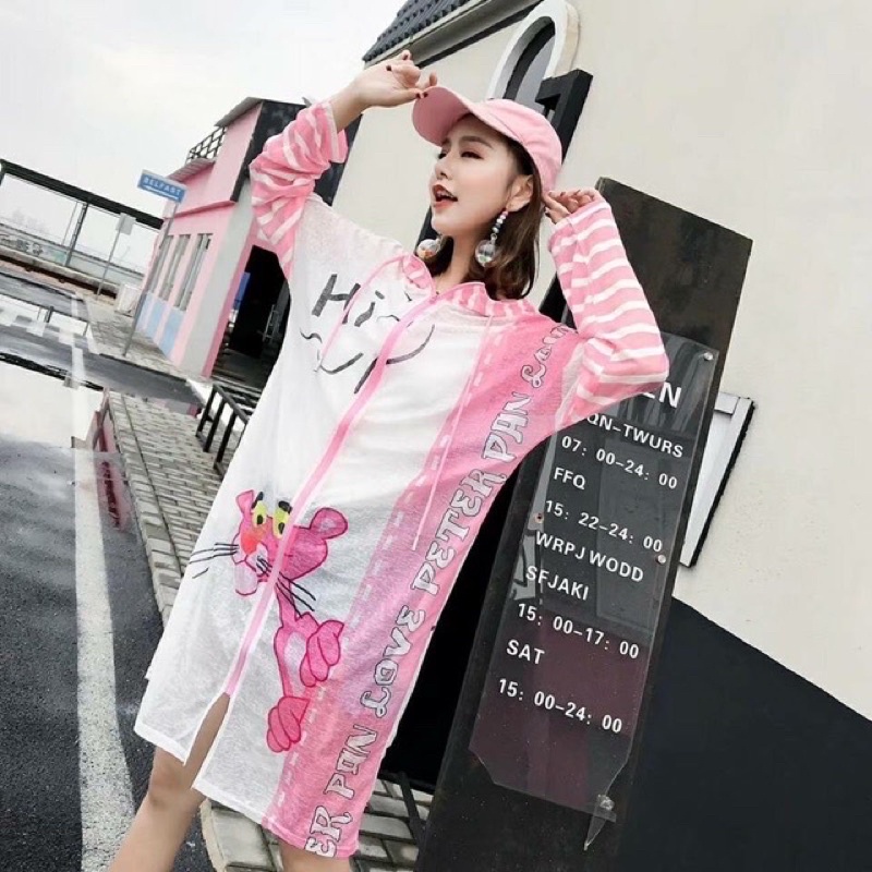 เสื้อคลุมฮู้ด-ลายพิ้งค์แพนเตอร์-size-สาวอวบ