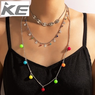 Hip Hop Necklace Jewelry Geometric Apple Star Color Rhinestone Contrasting Color Ball Pendant