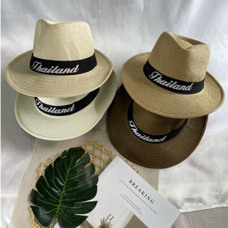 ภาพหน้าปกสินค้าหมวกทรงปานามา [รุ่นB009] หมวกสานทรงปานามาคาดดำ [สกรีนThailand]  หมวกกันแดด หมวกผู้ชาย หมวกไปเที่ยวทะเล หมวกแฟชั่น ซึ่งคุณอาจชอบสินค้านี้