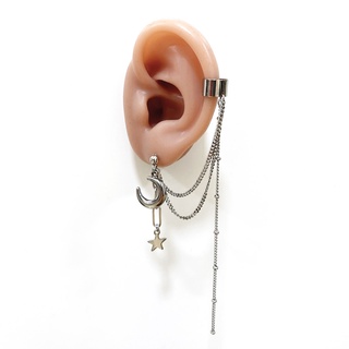 🇰🇷byyum🇰🇷 Handmade products in Korea [big moon and star ear cuff chain earrings]