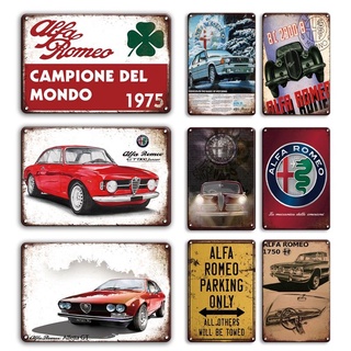 ภาพหน้าปกสินค้าRusty Alfa Romeo metal Poster tin sign Vintage Garage Home Wall Sticker Decorative Plaque Retro Man Cave Personalized Metal Sign ที่เกี่ยวข้อง