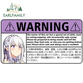 Earlfamily สติกเกอร์ไวนิล ลายกราฟฟิติ Emilia Warning กันน้ํา กันแดด RV JDM ขนาด 13 ซม. x 7 ซม. สําหรับติดตกแต่งรถยนต์