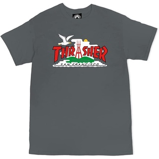 เสื้อยืดโอเวอร์ไซส์เสื้อยืด พิมพ์ลายโลโก้ Skate Thrasher Skateboard MagazineS-3XL