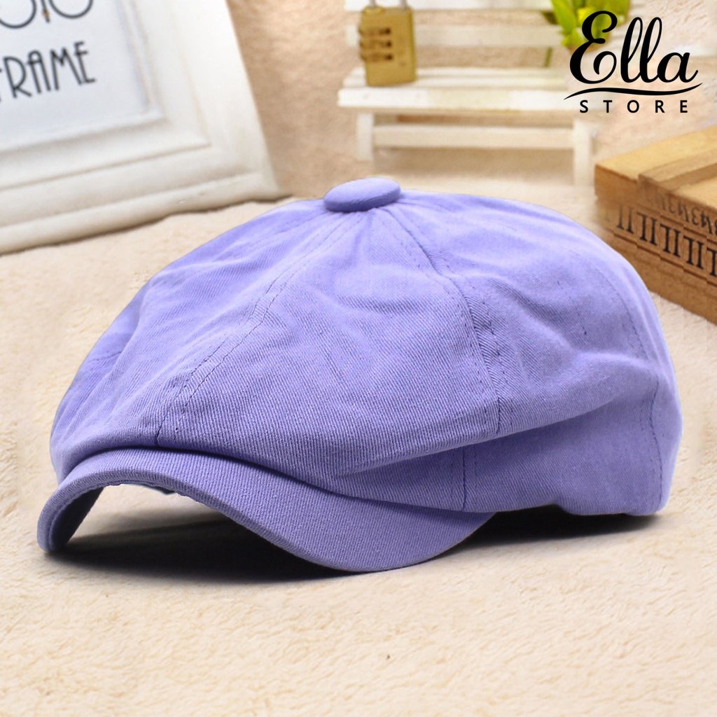 ellastore123-หมวกแก๊ป-ผ้ายืด-สีพื้น-ปรับได้-สไตล์วินเทจ-สําหรับทุกวัน