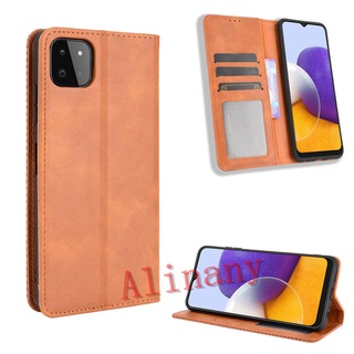 กรณี Samsung Galaxy A22 5G Case Leather Flip Phone Casing Samsung A22 5G ฝาครอบกรณี