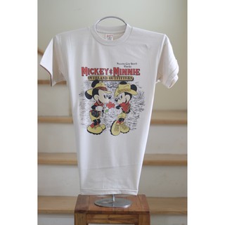 เสื้อยืดวินเทจ ลาย MICKEY&amp;MINNIE -Sport-T Vintage Sine 1970-ผ้า 50/50 Label #USA