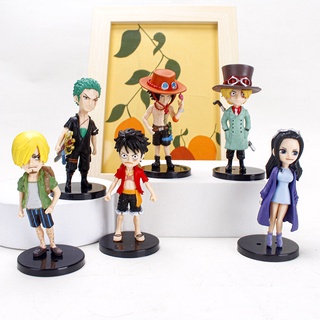 ฟิกเกอร์ One Piece Anime Action Figure Q Version Monkey D Luffy 5-8 เซนติเมตรพีวีซีสําหรับตกแต่งโต๊ะของเล่น