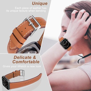 ภาพหน้าปกสินค้าLeather strap for Apple watch  SE 6 5 band 44mm 40mm iWatch band 38mm 42mm Genuine Leather Single tour bracelet ที่เกี่ยวข้อง