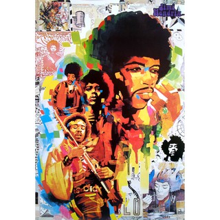 โปสเตอร์ รูปวาด กราฟฟิก นัก ดนตรี ร็อค จิมิ เฮนดริกซ์ JIMI HENDRIX 1963-70 POSTER 24”x35” American Rock Blues Guitar V1