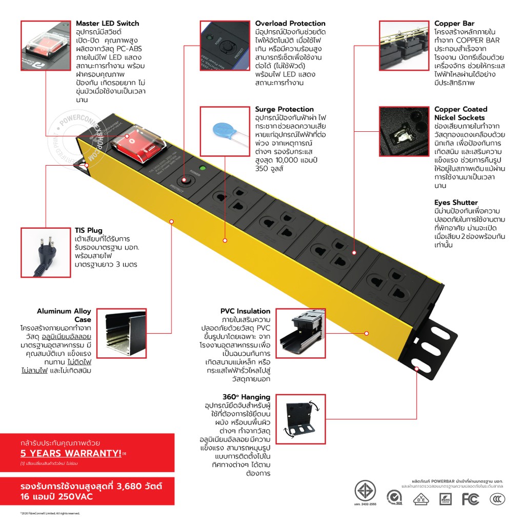 powerconnex-4-tis-1-switch-16a-pcx-pxc5phtts-ts04-powerconnex-ปลั๊กพ่วง-ขนาด-4-ช่อง-กันกระชาก-ปลั๊กไฟ-ปลั๊กพ่วง