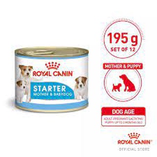 (หมดอายุ13/03/2024) Royal Canin Mini Starter 195 g. (1กระป๋อง) รอยัลคานิน อาหารลูกสุนัข สุนัขตั้งท้อง