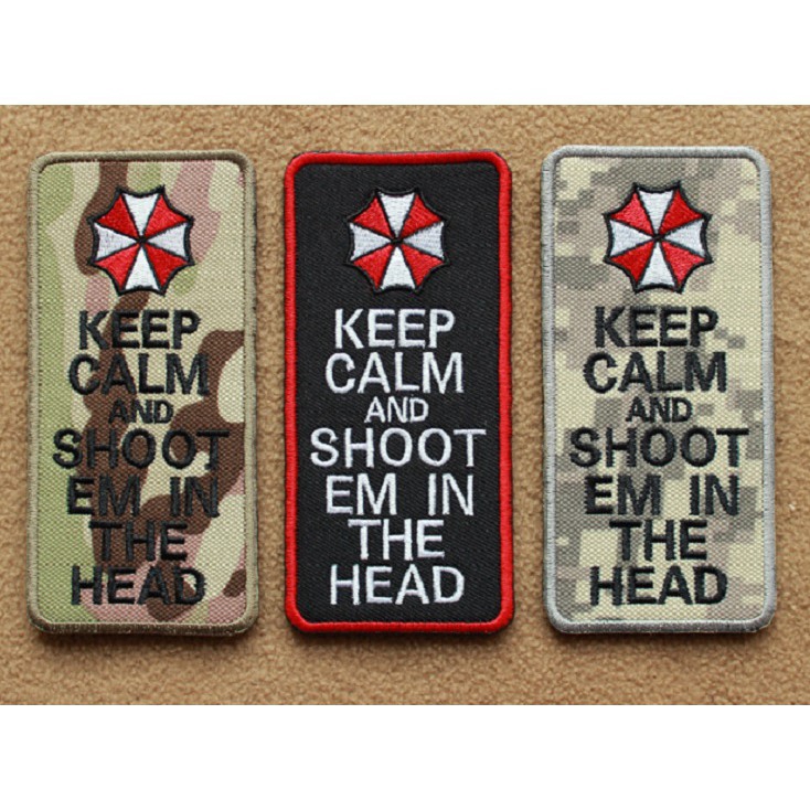 umbrella-corporation-zombie-combat-patch-keep-calm-and-shoot-em-them-in-the-head-badge-airsoft-tactical-patch