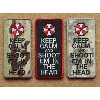 UMBRELLA CORPORATION ZOMBIE COMBAT Patch KEEP CALM AND SHOOT EM them IN THE HEAD badge airsoft tactical patch
