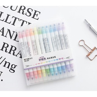 ปากกาเมจิก mildliner  มีหัว 2 ด้าน (0.5 กับ 3 mm)  เซ็ต 12 สี