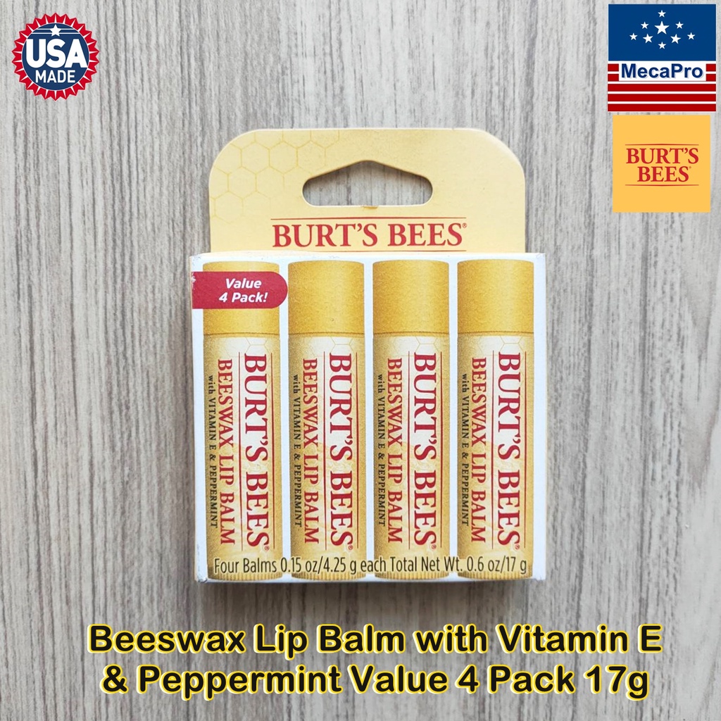 Burt's Bees® Beeswax Lip Balm with Vitamin E & Peppermint Value 4 Pack