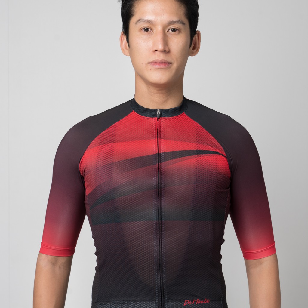 demonte-cycling-เสื้อจักรยานผู้ชาย-de065-สีแดง-เนื้อผ้า-drymax-pro