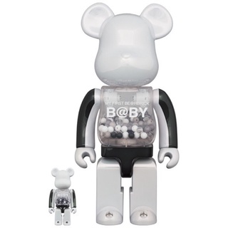 (ของแท้) Be@rbrick MY FIRST B@BY BLACK &amp; WHITE CHROME Ver. 100％ &amp; 400％ (Bearbrick)